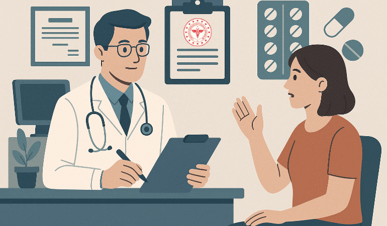 hasta doktor poliklinikte çizim
