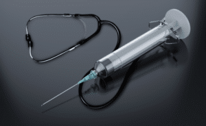 siyah zemin steteskop açık uçlu enjektör