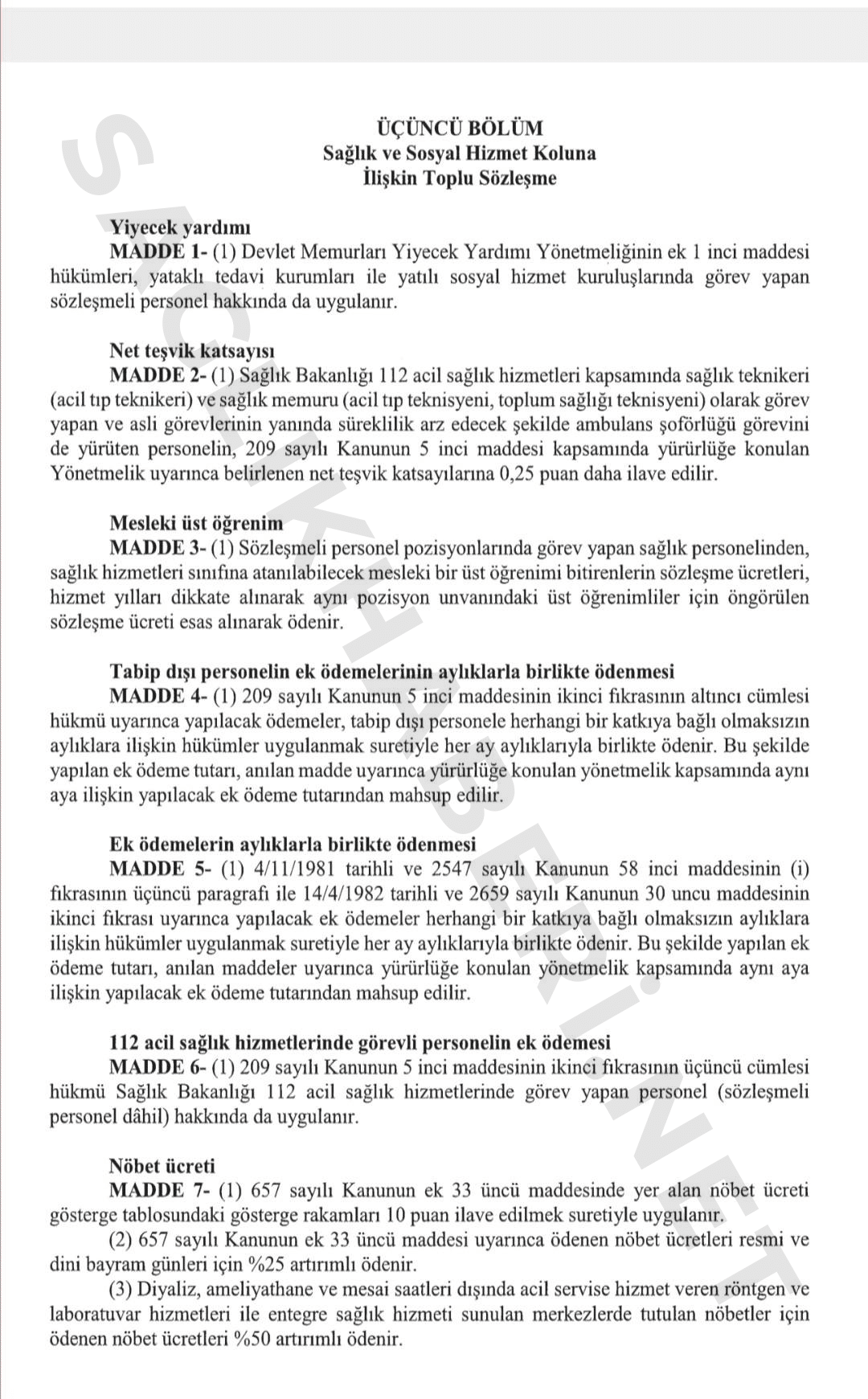 8. Dönem Sağlık ve Sosyal Hizmet Çalışanları için Toplu Sözleşme Tam Metni (resim 15) – saglikhaberi.net