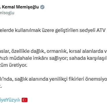 Bakan Memişoğlu, ATV ambulansı test etti