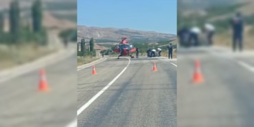 Malatya'da  ambulans helikopter kara yoluna inip hasta aldı