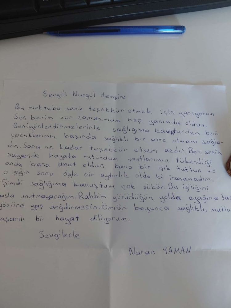 Nurgül Hemşirenin Baktığı Hastasından Duygu Yüklü Teşekkür Mektubu (resim 25) – saglikhaberi.net