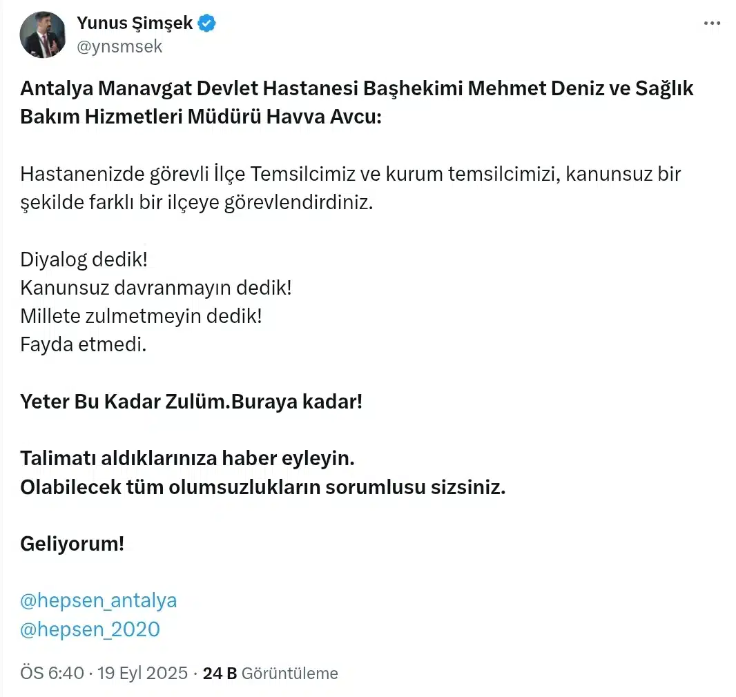 Manavgat Devlet Hastanesi’nde Sendikal Kriz: HEP-SEN Temsilcilerine Mobbing ve Usulsüz Görevlendirme İddiası (resim 29) – saglikhaberi.net