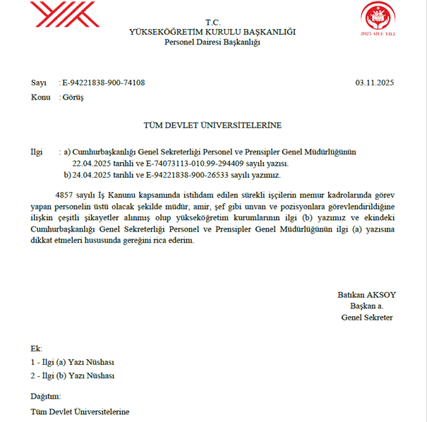 YÖK’ten Üniversitelere İkinci Uyarı: İşçi, Memurun Amiri Olamaz (resim 1) – saglikhaberi.net