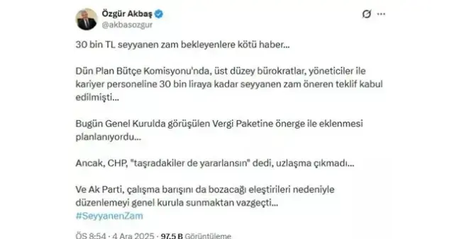 30 Bin TL Seyyanen Zam Genel Kurul’dan Çekildi: Üst Düzey Memurlara Beklenen Artış Neden İptal Edildi? (resim 1) – saglikhaberi.net