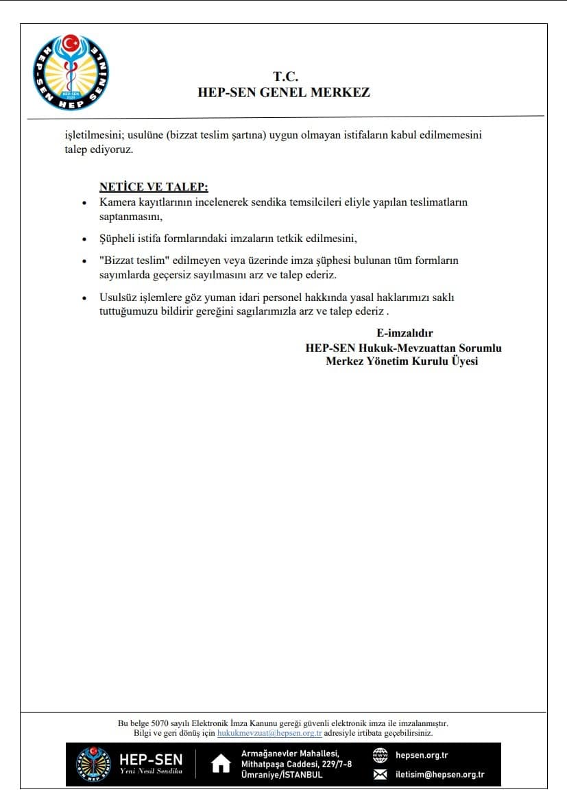 Tepecik Eğitim ve Araştırma Hastanesinde Sendikal Usulsüzlük İddiası: "Sahte İmza ve Veri Sızdırma" (resim 3) – saglikhaberi.net