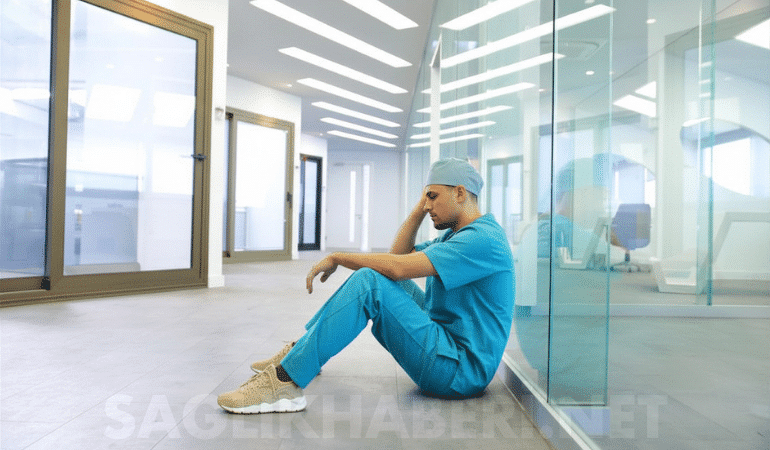 yorgun üzgün hemşire sağlıkçı sağlık profesyoneli