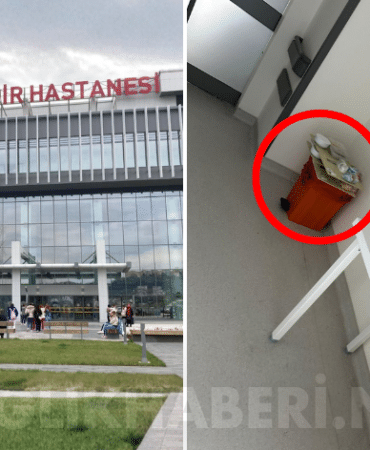 Kocaeli Şehir Hastanesi Çocuk Sağlığı Servisi-3 hastane yemeği çöp kovasının üstünde kocaeli